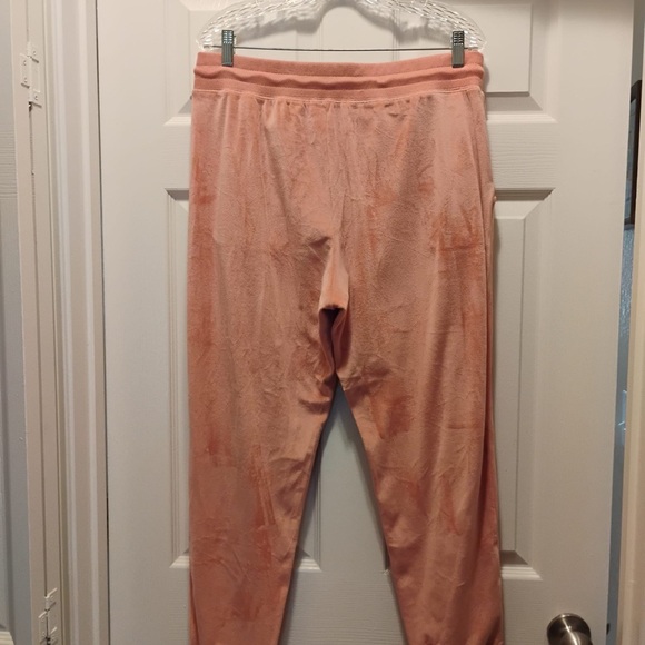 Michael Kors Vevet Velour Track Pants Pale Pink Peach Stretchy Joggers Size L - Picture 4 of 8